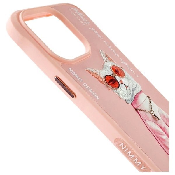 iPhone 15 Pro Max Nimmy Glasses Cool Cat dėklas – rožinis 3