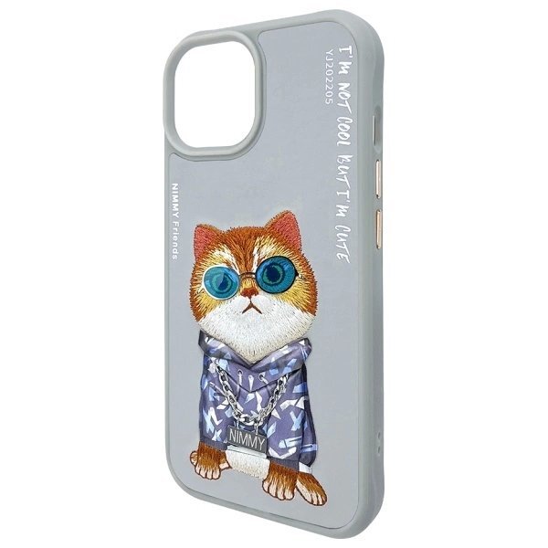 iPhone 15 Nimmy Glasses Cool Cat dėklas – pilkas 5 iPhone 15 Nimmy Glasses Cool Cat dėklas – pilkas 5