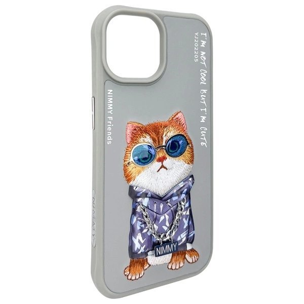 iPhone 15 Nimmy Glasses Cool Cat dėklas – pilkas 6 iPhone 15 Nimmy Glasses Cool Cat dėklas – pilkas 6