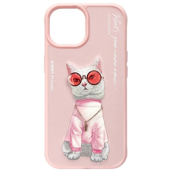 iPhone 15 Nimmy Glasses Cool Cat dėklas – rožinis 3 iPhone 15 Nimmy Glasses Cool Cat dėklas – rožinis 3