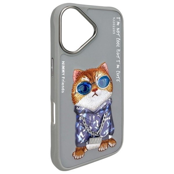 iPhone 16 dėklas Nimmy Glasses Cool Cat – pilkas 3