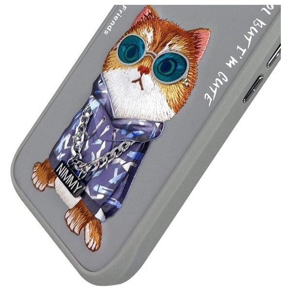 iPhone 16 dėklas Nimmy Glasses Cool Cat – pilkas 6 iPhone 16 dėklas Nimmy Glasses Cool Cat – pilkas 6