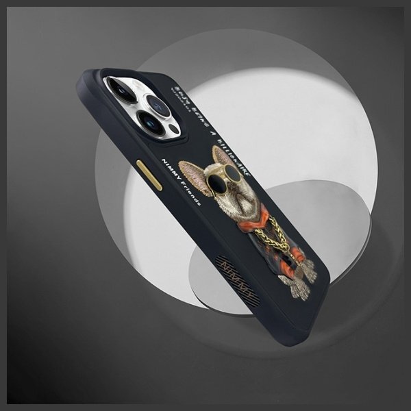iPhone 15 Pro Nimmy Glasses Cool Dog dėklas – juodas 7
