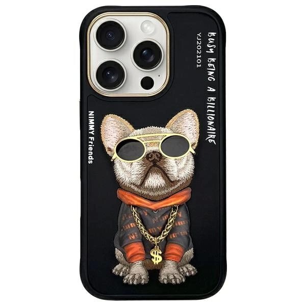 iPhone 16 Pro Max Nimmy Glasses Cool Dog dėklas – juodas