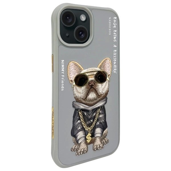 iPhone 15 Nimmy Glasses Cool Dog dėklas – pilkas 1 iPhone 15 Nimmy Glasses Cool Dog dėklas – pilkas 1
