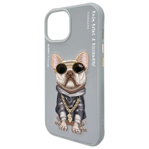 iPhone 15 Nimmy Glasses Cool Dog dėklas – pilkas 5 iPhone 15 Nimmy Glasses Cool Dog dėklas – pilkas 5