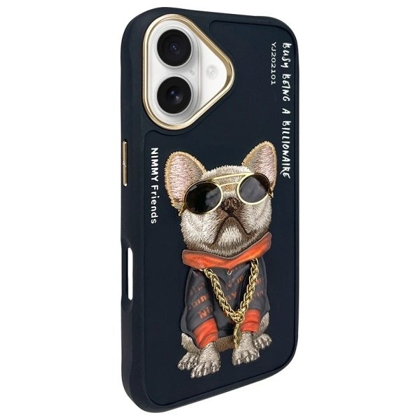iPhone 16 dėklas Nimmy Glasses Cool Dog – juodas 1