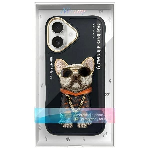 iPhone 16 dėklas Nimmy Glasses Cool Dog – juodas 10
