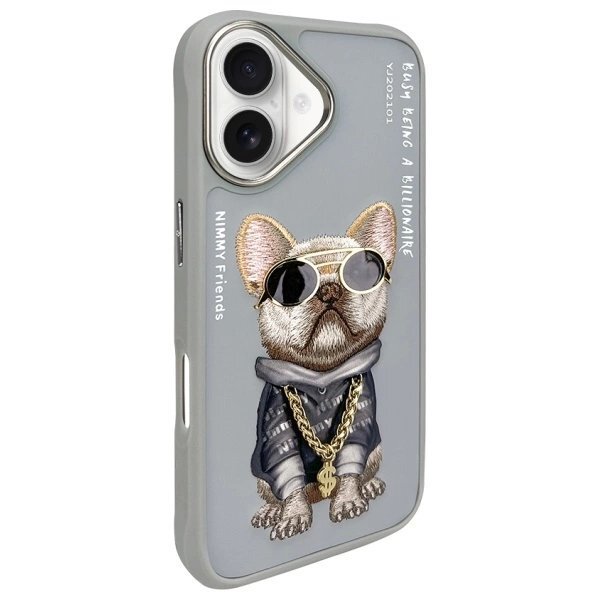 iPhone 16 dėklas Nimmy Glasses Cool Dog – pilkas 1