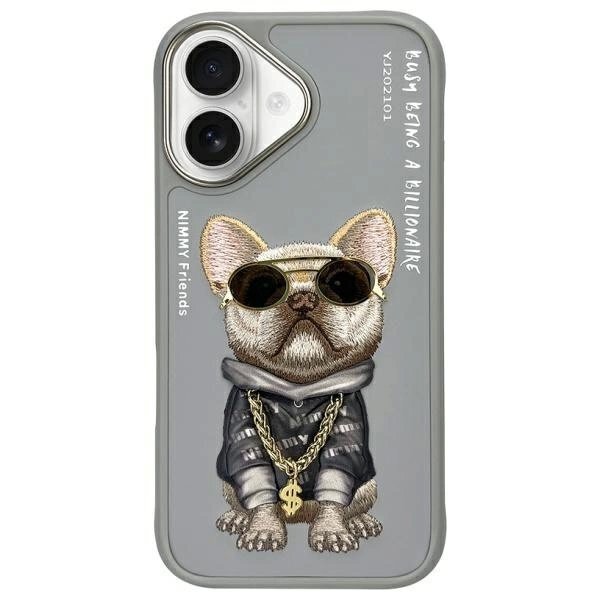 iPhone 16 dėklas Nimmy Glasses Cool Dog – pilkas