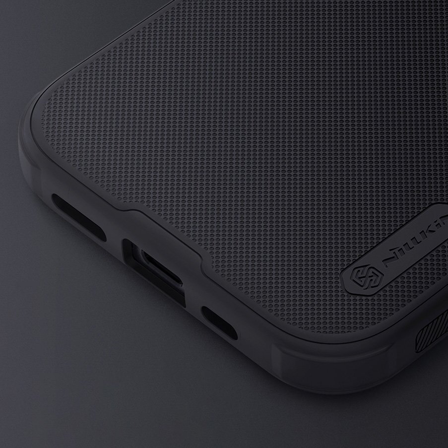 Nillkin Super Frosted Shield Pro iPhone 15 Case - Juodas 9 Nillkin Super Frosted Shield Pro iPhone 15 Case - Juodas 9