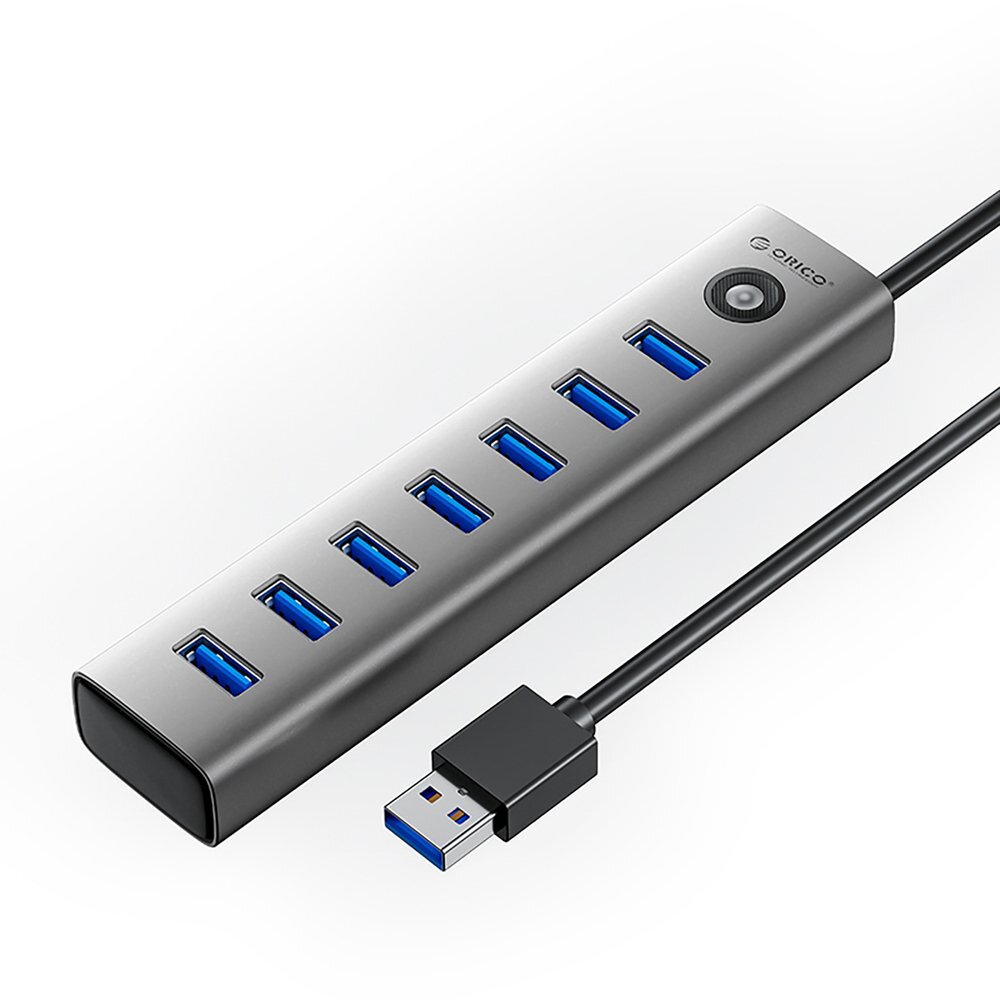 USB šakotuvas Orico CL7U-U3 7x USB-A 3.0 + USB-C 5V/3A 1m – pilkas
