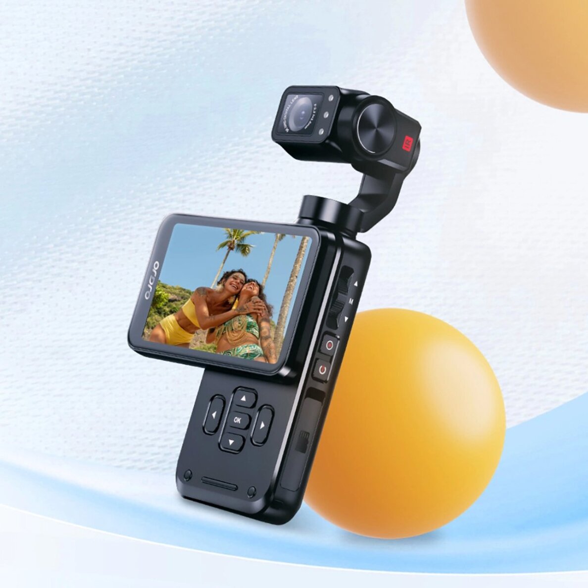 Kamera su stabilizatoriumi Ordro Pocket M5 3 ašių Gimbal, 5K, tinkama vlogams ir YouTube – juoda 8 Kamera su stabilizatoriumi Ordro Pocket M5 3 ašių Gimbal, 5K, tinkama vlogams ir YouTube – juoda 8