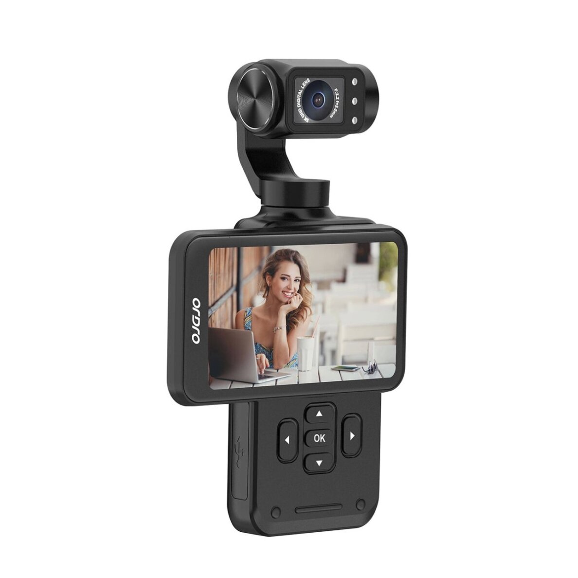Kamera su stabilizatoriumi Ordro Pocket M5 3 ašių Gimbal, 5K, tinkama vlogams ir YouTube – juoda