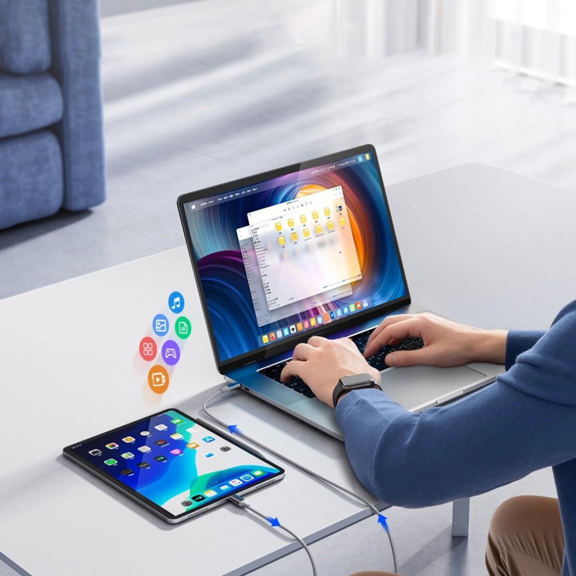 Įkrovimo kabelis Orico CDX 100W 5A Power Delivery USB-C – USB-C 1m – baltas 5 Įkrovimo kabelis Orico CDX 100W 5A Power Delivery USB-C – USB-C 1m – baltas 5