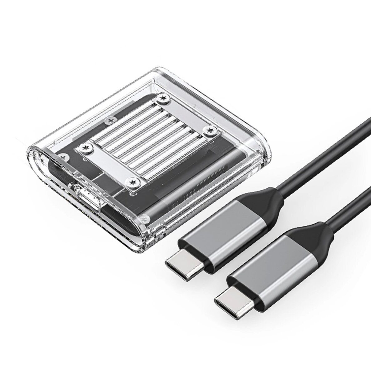 Diskų dėklas Orico TC20-M2-10G M.2 NVME USB-C 3.2 – permatomas
