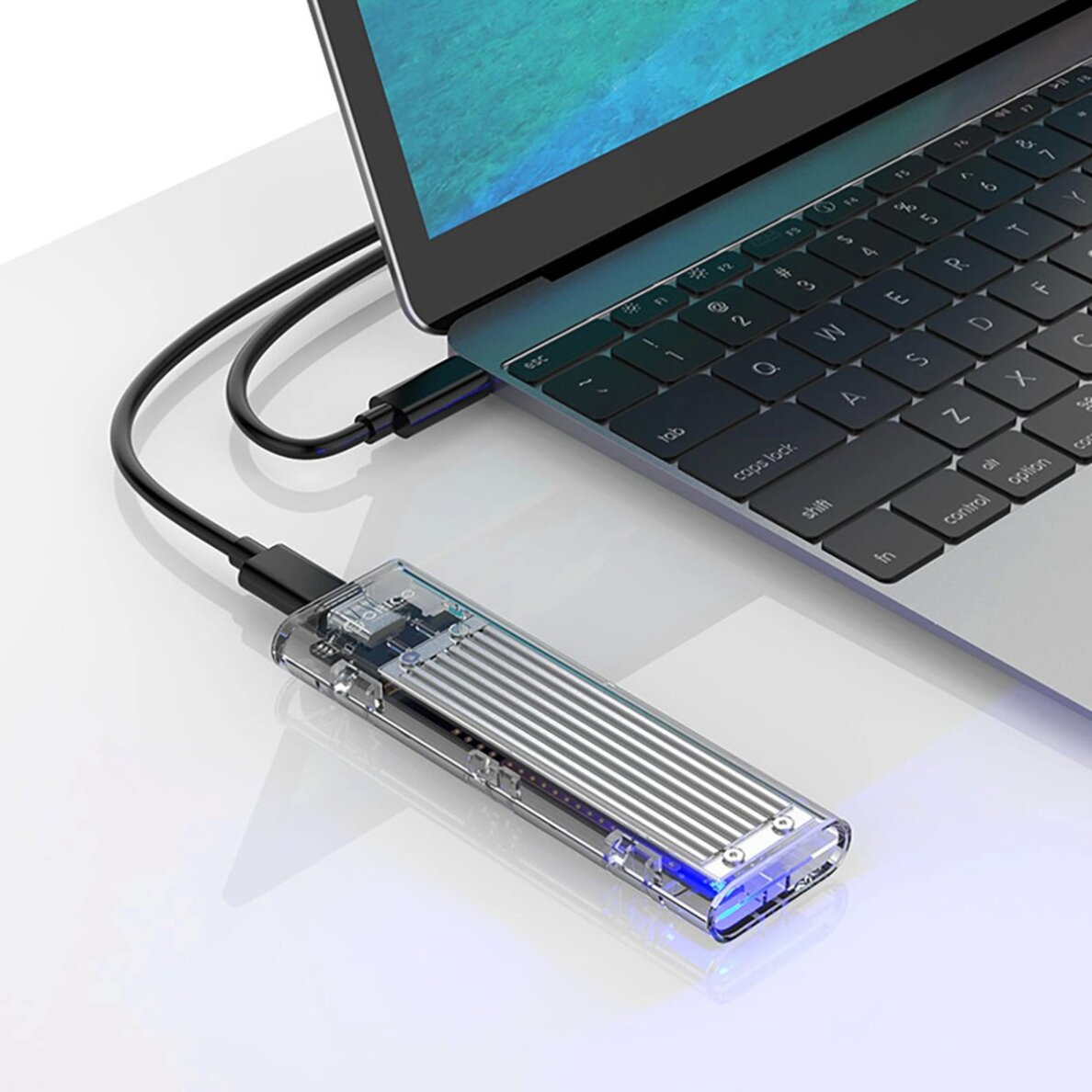Diskų dėklas Orico TCM2-C3 M.2 NVME – USB-C 10Gb/s – pilkas 2
