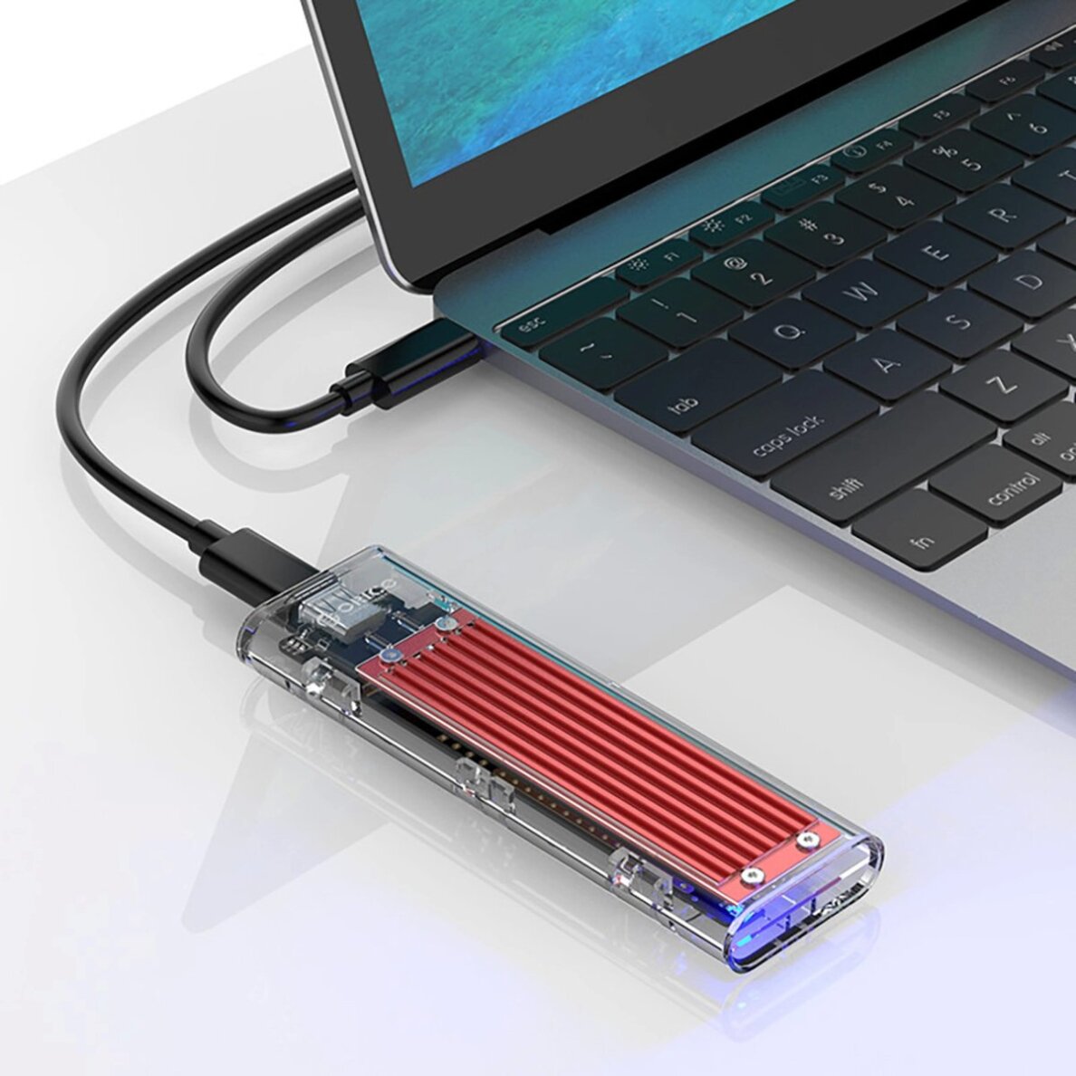 Diskų dėklas Orico TCM2-C3 M.2 NVME – USB-C 10Gb/s – raudonas 3