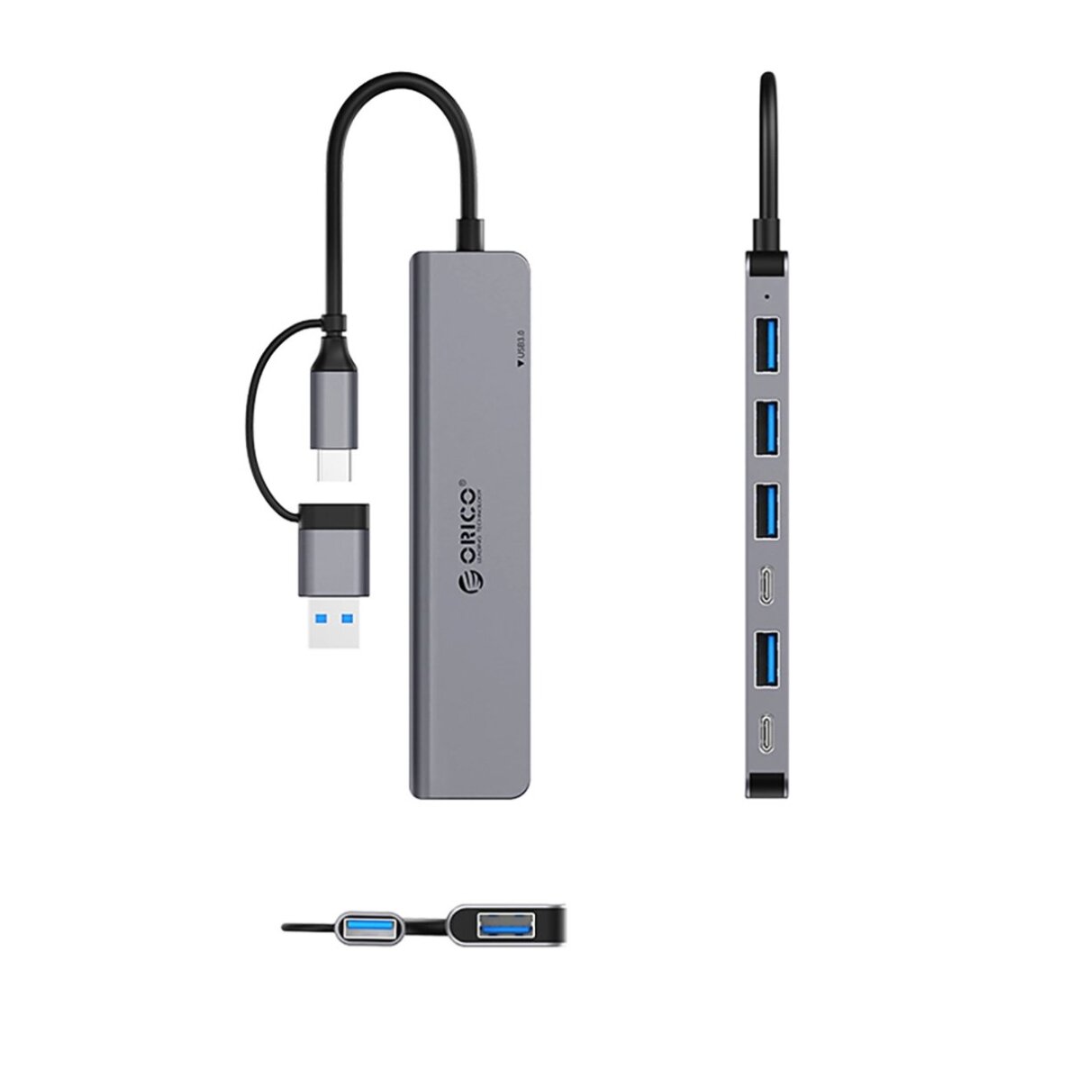 USB šakotuvas Orico YSA7-U3 Docking Station 4x USB-A 2.0 + 1x USB-A 3.0 + 2x USB-C 2.0 – pilkas 1 USB šakotuvas Orico YSA7-U3 Docking Station 4x USB-A 2.0 + 1x USB-A 3.0 + 2x USB-C 2.0 – pilkas 1