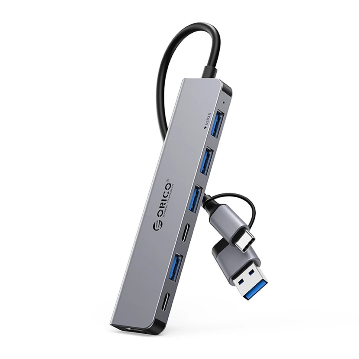USB šakotuvas Orico YSA7-U3 Docking Station 4x USB-A 2.0 + 1x USB-A 3.0 + 2x USB-C 2.0 – pilkas USB šakotuvas Orico YSA7-U3 Docking Station 4x USB-A 2.0 + 1x USB-A 3.0 + 2x USB-C 2.0 – pilkas