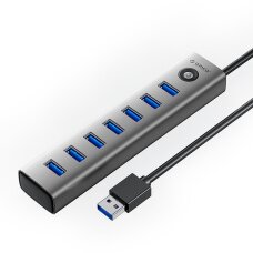 USB šakotuvas Orico CL7U-U3 7x USB-A 3.0 + USB-C 5V/3A 1m – pilkas