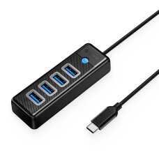 USB-C šakotuvas Orico PW4U-C3 / 4x USB-A 3.0 – juodas
