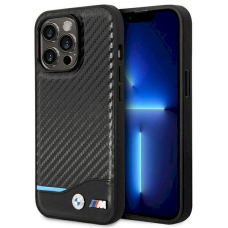 Originalus dėklas BMW BMHCP14L22NBCK iPhone 14 Pro 6.1 Juodas Leather Carbon