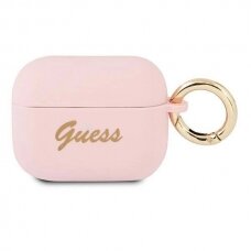 Originalus dėklas Guess GUAPSSSI AirPods Pro cover rožinis/rožinis Silicone Vintage Script