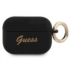 Originalus dėklas Guess GUAPSSSK AirPods Pro cover Juodas Silicone Vintage Script