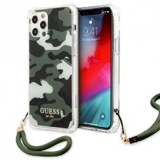 Originalus dėklas Guess GUHCP12LKSARKA iPhone 12 Pro Max 6.7  žalias/khaki hardcase Camo Collection