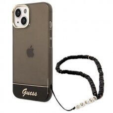 Originalus dėklas Guess GUHCP14SHGCOHK iPhone 14 6.1 Juodas hardcase Translucent Pearl Strap