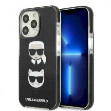 Originalus dėklas Karl Lagerfeld KLHCP13LTPE2TK iPhone 13 Pro / 13 6,1" hardcase  Juodas Karl&Choupette Head