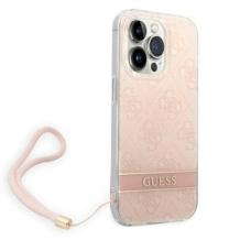 Originalus Guess dėklas GUOHCP14LH4STP iPhone 14 Pro 6.1 &quot;Rožinis / Rožinis hardcase 4G Print Strap