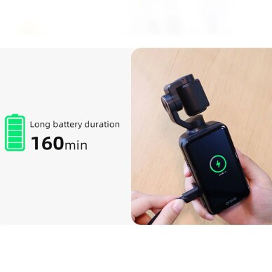 Kamera su stabilizatoriumi Ordro Pocket M5 3 ašių Gimbal, 5K, tinkama vlogams ir YouTube – juoda 14