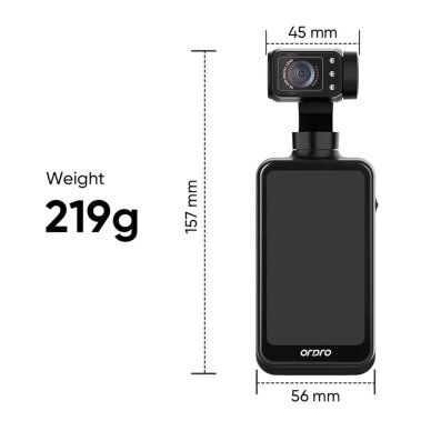 Kamera su stabilizatoriumi Ordro Pocket M5 3 ašių Gimbal, 5K, tinkama vlogams ir YouTube – juoda 15