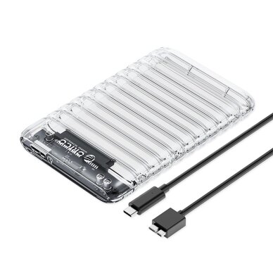 Išorinis disko korpusas Orico 2139U3-V1 2.5" HDD/SSD USB Micro-B 5Gb/s – permatomas