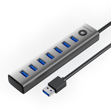 USB šakotuvas Orico CL7U-U3 7x USB-A 3.0 + USB-C 5V/3A 1m – pilkas USB šakotuvas Orico CL7U-U3 7x USB-A 3.0 + USB-C 5V/3A 1m – pilkas