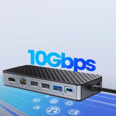 Dokavimo stotelė Orico OM28PR-G2 su M.2 disko lizdu + 1x USB-A 3.2 + 1x USB-C 3.2 + 2x USB-A 2.0 + HDMI + Ethernet – juoda 2