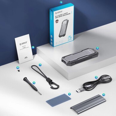 Diskų korpusas Orico OXS2C3-G2 M.2 NVMe/SATA SSD USB-C 3.2 sutvirtintas – pilkas 3