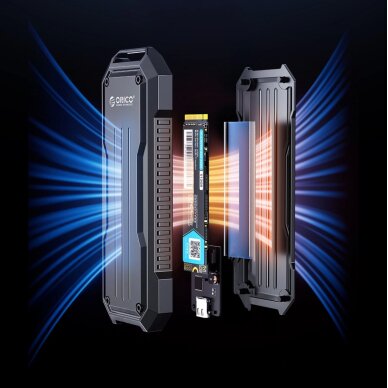Diskų korpusas Orico OXS2C3-G2 M.2 NVMe/SATA SSD USB-C 3.2 sutvirtintas – pilkas 4 Diskų korpusas Orico OXS2C3-G2 M.2 NVMe/SATA SSD USB-C 3.2 sutvirtintas – pilkas 4