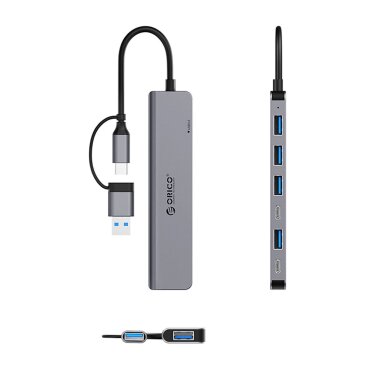 USB šakotuvas Orico YSA7-U3 Docking Station 4x USB-A 2.0 + 1x USB-A 3.0 + 2x USB-C 2.0 – pilkas 1