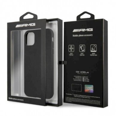 Originalus AMG dėklas AMHCN61DOLBK iPhone 11 6,1"  Juodas hardcase Leather Hot Stamped 7