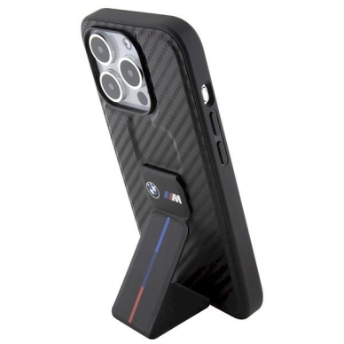 Originalus BMW dėklas Grip Stand Smooth & Carbon iPhone 15 Pro - Juodas 1 Originalus BMW dėklas Grip Stand Smooth & Carbon iPhone 15 Pro - Juodas 1