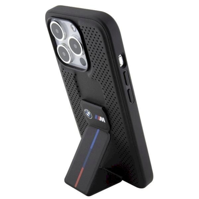 Originalus BMW dėklas Grip Stand Smooth & Perforated iPhone 15 Pro - Juodas 1 Originalus BMW dėklas Grip Stand Smooth & Perforated iPhone 15 Pro - Juodas 1