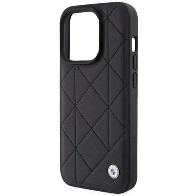 Originalus BMW dėklas Leather Quilted iPhone 15 Pro Max - Juodas 5 Originalus BMW dėklas Leather Quilted iPhone 15 Pro Max - Juodas 5