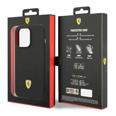 Originalus dėklas Ferrari FEHCP14LSIBBK iPhone 14 Pro 6.1  Juodas hardcase Silikoninis Metal Logo 7
