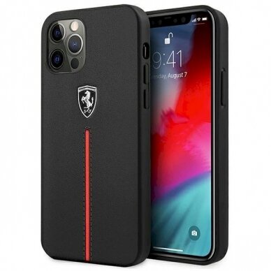 Originalus dėklas Ferrari FEOMSHCP12LBK iPhone 12 Pro Max Juodas hardcase Off Track Leather Nylon Stripe Originalus dėklas Ferrari FEOMSHCP12LBK iPhone 12 Pro Max Juodas hardcase Off Track Leather Nylon Stripe