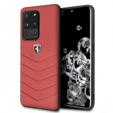 Originalus dėklas Ferrari Hardcase FEHQUHCS69RE S20 Ultra G988 Raudonas Heritage 5