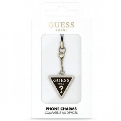 Originalus dėklas Guess case pendant GUCPMTDCK Phone Strap Triangle Diamond Charm su Rhinestones 1