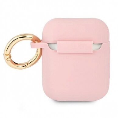 Originalus dėklas Guess GUA2SSSI AirPods cover rožinis/rožinis Silicone Vintage Script 1